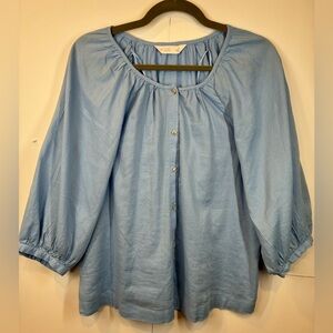 LC Lauren Conrad Peasant Blouse Women’s Small Blue Boho 3/4 Sleeve Flowy Top